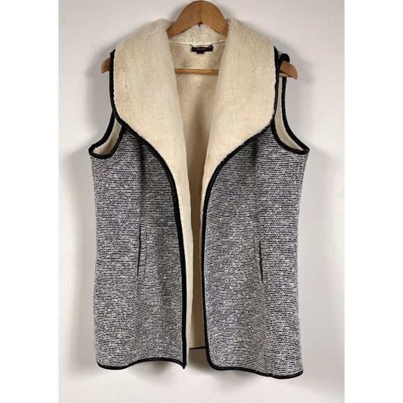 Johnston & Murphy Wool Blend Aviator Faux Fur Open Front Vest Size Large - Picture 1 of 6